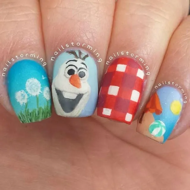 Disney Olaf Design Nails