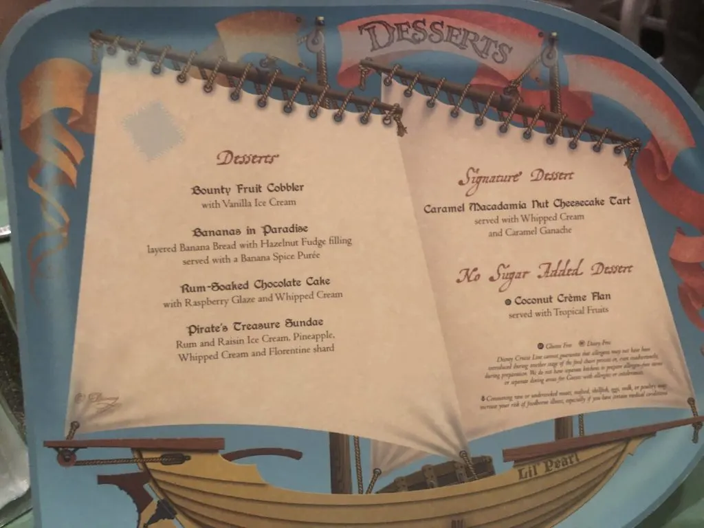 Pirate Night Dessert Menu