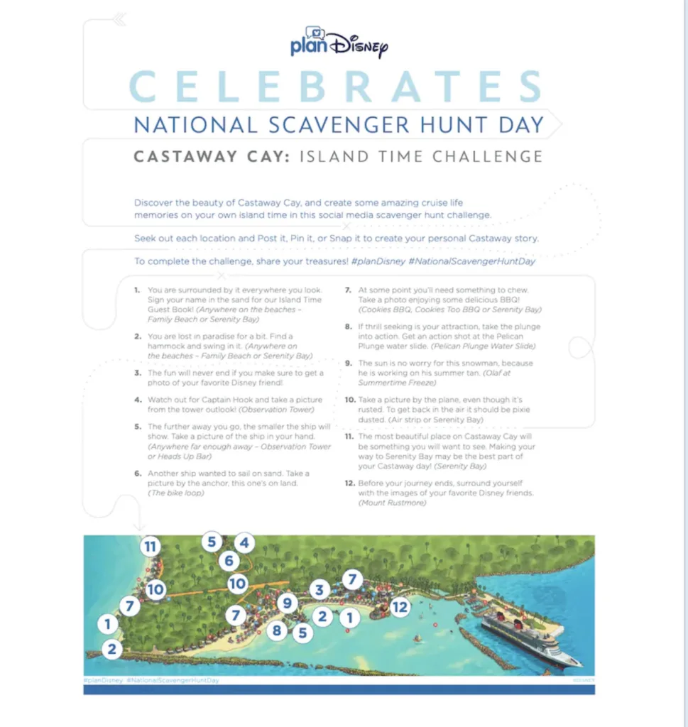 disney castaway cay scavenger hunt