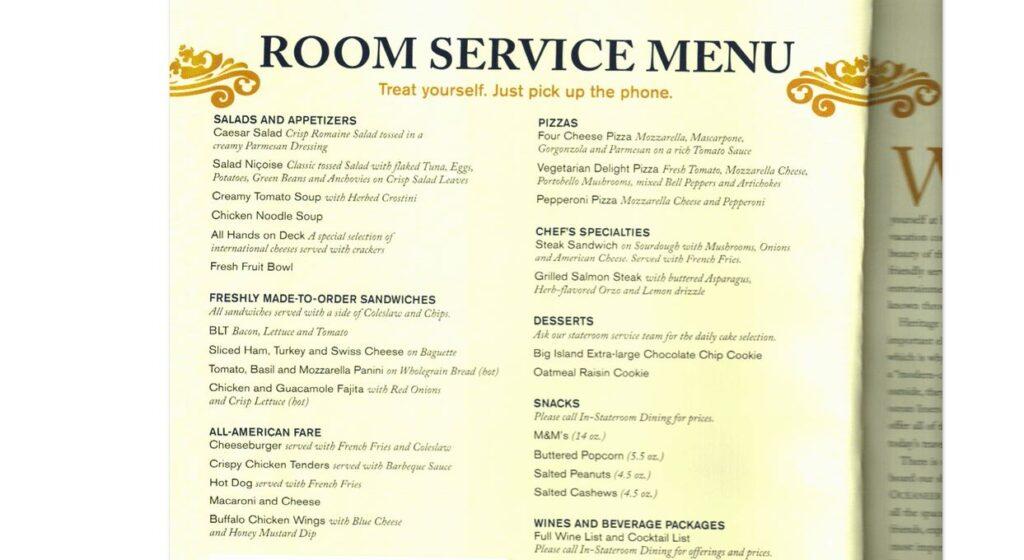Disney service menu