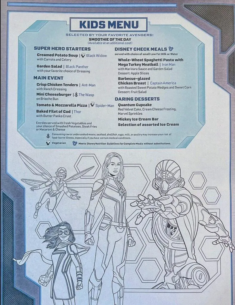 disney wish worlds of marvel kids menu