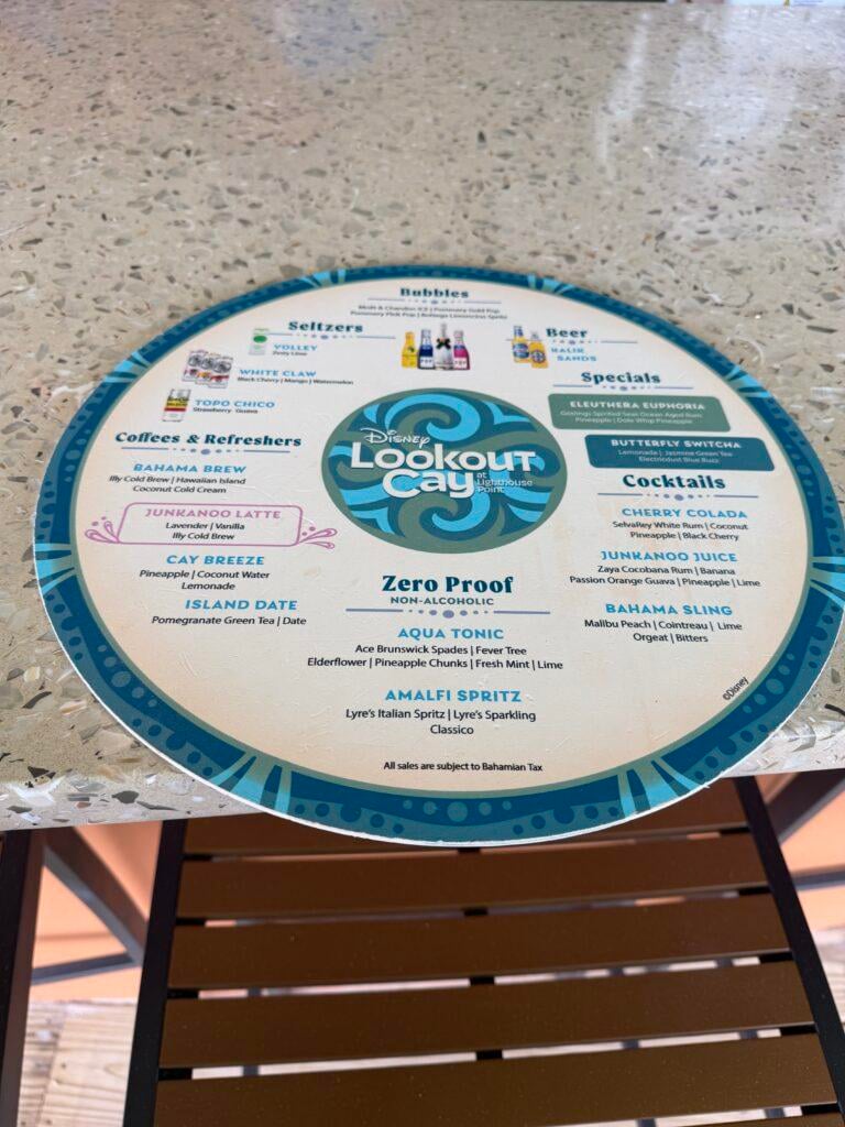 disneylighthousepointdrinksmenu